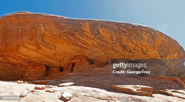 Ancient granaries, part of the House on Fire ruins are shown here in the South Fork of Mule Canyon in the Bears Ears National Monument on May 12,...