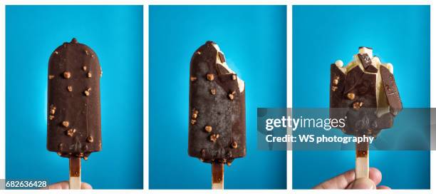 chocolate and vanilla ice cream triptych - tríptico imagens e fotografias de stock