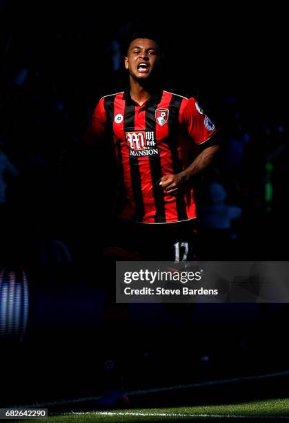 Joshua King of AFC Bournemouth celebrates scoring his sides second goal during the Premier League match between AFC Bournemouth and Burnley at...