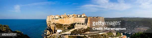 the citadel and the high town - bonifacio stock pictures, royalty-free photos & images
