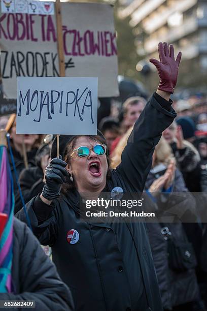 October 24th 2016: Women and men gathered to demonstrate before the parliament building in Warsaw against a proposed law to render illegal the right...