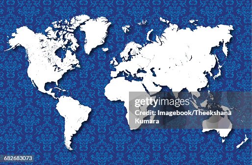 World Map on blue pattern shiny background World Map on blue pattern shiny background