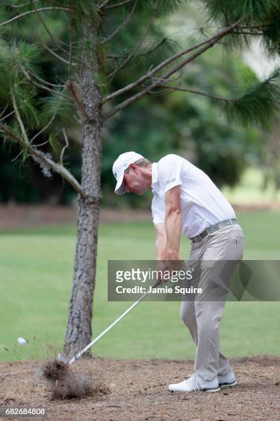 Lucas Glover of the United States plays a shot on the second hole during the third round of THE PLAYERS Championship at the Stadium course at TPC...