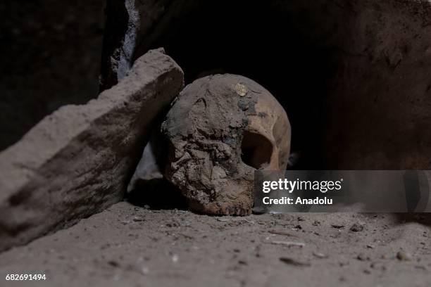 Mummies are seen after they were found at the cemetery in the Tounah Al Gabal district of Minya, Egypt on May 13, 2017.