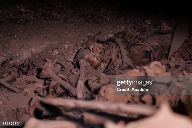 Mummies are seen after they were found at the cemetery in the Tounah Al Gabal district of Minya, Egypt on May 13, 2017.