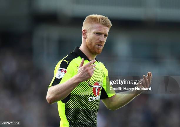 Paul McShane of Reading reacts during the Sky Bet Championship Play off semi final 1st leg match between Fulham and Reading at Craven Cottage on May...