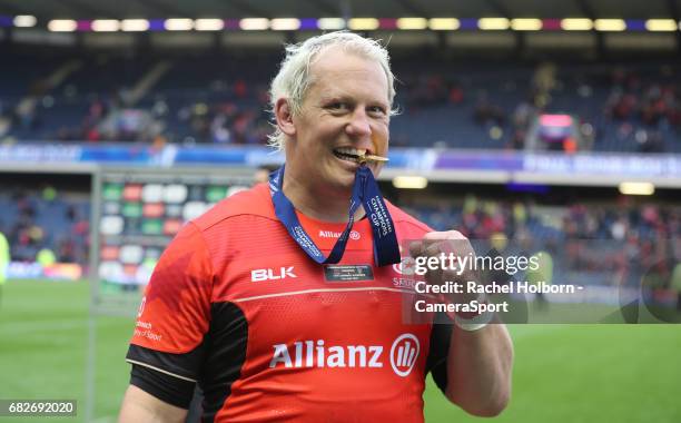 Saracens' Petrus Du Plessis during the European Rugby Champions Cup Final match between Clermont Auvergne and Saracens at Murrayfield Stadium on May...