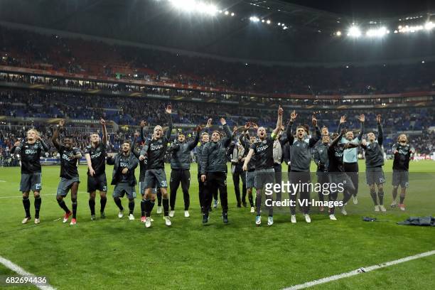 Kasper Dolberg of Ajax, Bertrand Traore of Ajax, Matthijs de Ligt of Ajax, Amin Younes of Ajax, Donny van de Beek of Ajax, Jairo Riedewald of Ajax,...