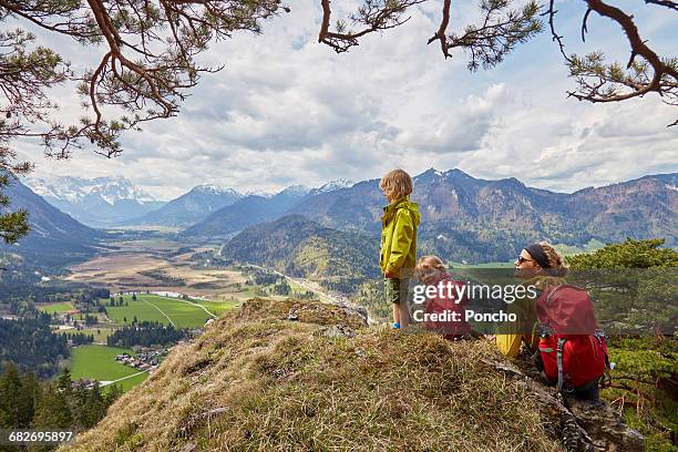 family hiking - bavaria village stock pictures, royalty-free photos & images