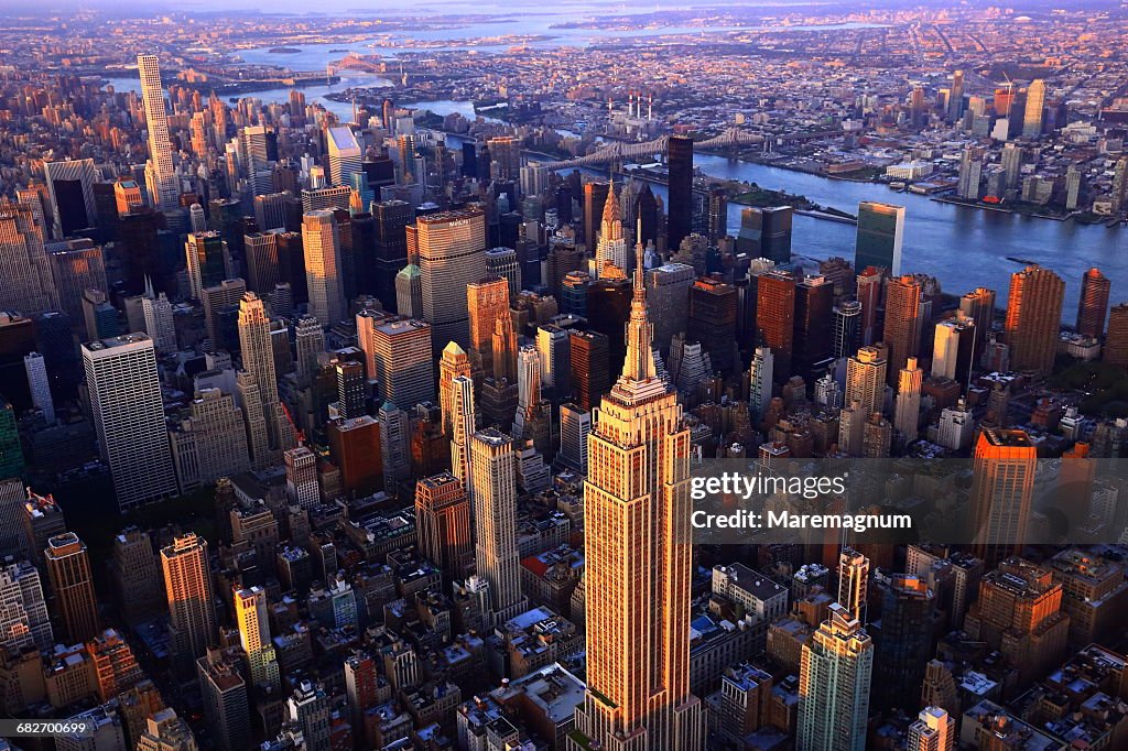 Manhattan from above by helicopter