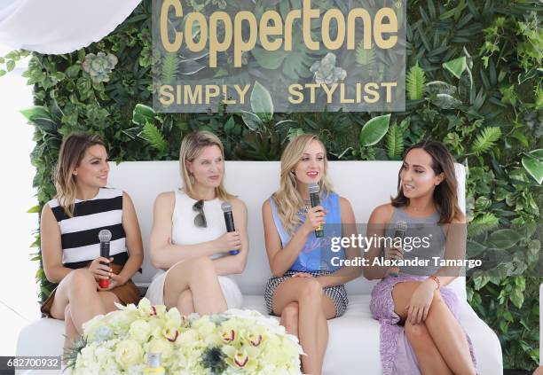 Sarah Boyd, Dr. Elizabeth Hale Nastia Liukin, Marianne Mychaskiw and Ali Fedotowsky speak at Simply Stylist Miami Pop-Up with Coppertone at Eden Roc...