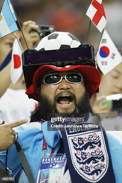 England fans during the FIFA World Cup Finals 2002 Group F match between England and Argentina played at the Sapporo Dome, in Sapporo, Japan on June...