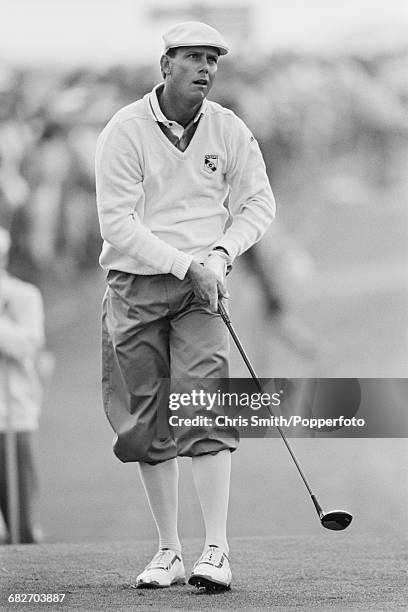 American golfer Payne Stewart pictured during action to finish in joint second place in the 1990 Open Championship at the Old Course at St Andrews in...