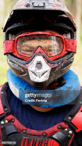 young dirt biker after a race - motocross imagens e fotografias de stock