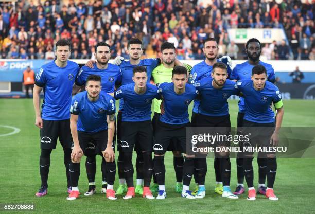 Team photo of Viitorul Constanta prior the play off football match between Viitorul Constanta and CFR Cluj in Constanta, southeastern Romania, on May...