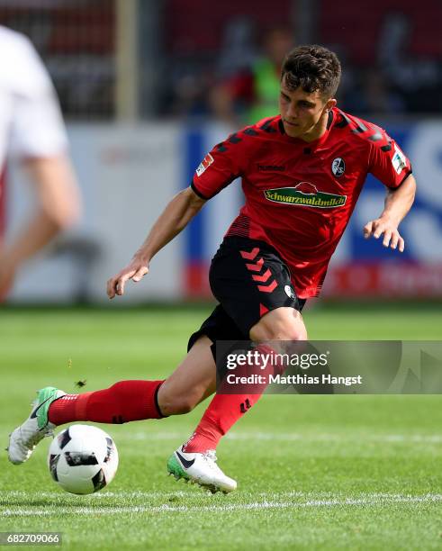 Marc-Oliver Kempf of Freiburg controls the ball during the Bundesliga match between SC Freiburg and FC Ingolstadt 04 at Schwarzwald-Stadion on May...