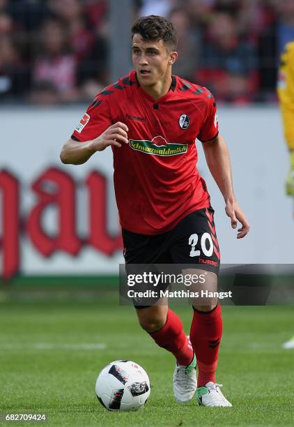 Marc-Oliver Kempf of Freiburg controls the ball during the Bundesliga match between SC Freiburg and FC Ingolstadt 04 at Schwarzwald-Stadion on May...