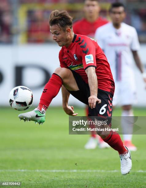 Amir Abrashi of Freiburg controls the ball during the Bundesliga match between SC Freiburg and FC Ingolstadt 04 at Schwarzwald-Stadion on May 13,...