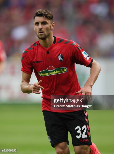Vincenzo Grifo of Freiburg looks on during the Bundesliga match between SC Freiburg and FC Ingolstadt 04 at Schwarzwald-Stadion on May 13, 2017 in...