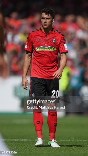 Marc-Oliver Kempf of Freiburg looks on during the Bundesliga match between SC Freiburg and FC Ingolstadt 04 at Schwarzwald-Stadion on May 13, 2017 in...