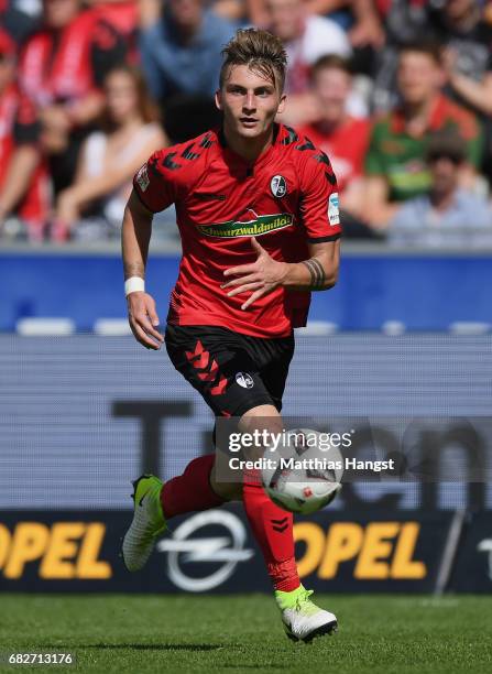 Maximilian Philipp of Freiburg controls the ball during the Bundesliga match between SC Freiburg and FC Ingolstadt 04 at Schwarzwald-Stadion on May...