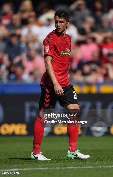 Marc-Oliver Kempf of Freiburg looks on during the Bundesliga match between SC Freiburg and FC Ingolstadt 04 at Schwarzwald-Stadion on May 13, 2017 in...