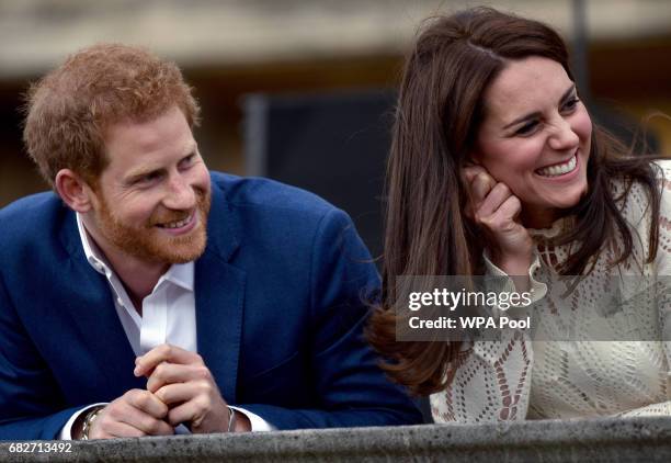 Catherine, Duchess of Cambridge and Prince Harry as they host a tea party in the grounds of Buckingham Palace to honour the children of those who...
