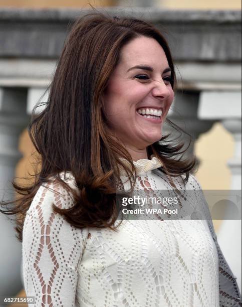 Catherine, Duchess of Cambridge as they host a tea party in the grounds of Buckingham Palace to honour the children of those who have died serving in...