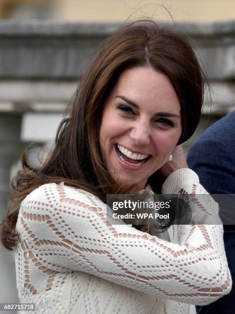 Catherine, Duchess of Cambridge as they host a tea party in the grounds of Buckingham Palace to honour the children of those who have died serving in...