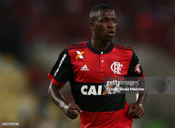 Vinicius Jr. Of Flamengo looks on during a match between Flamengo and Atletico MG part of Brasileirao Series A 2017 at Maracana Stadium on May 13,...