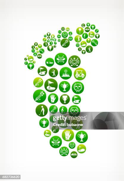footprint golf and golfing green vector button pattern - good first impression stock illustrations