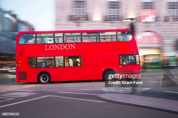 double decker bus. - red grant stock-fotos und bilder