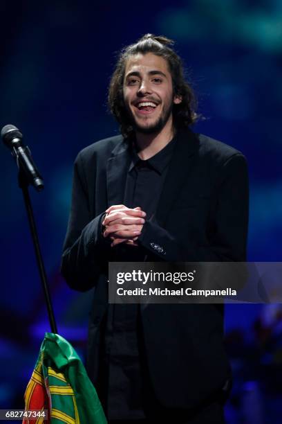 Winner Salvador Sobral, representing Portugal, celebrates during the final of the 62nd Eurovision Song Contest at International Exhibition Centre on...