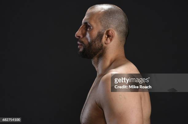 Gadzhimurad Antigulov of Russia poses for a post fight portrait backstage during the UFC 211 event at the American Airlines Center on May 13, 2017 in...