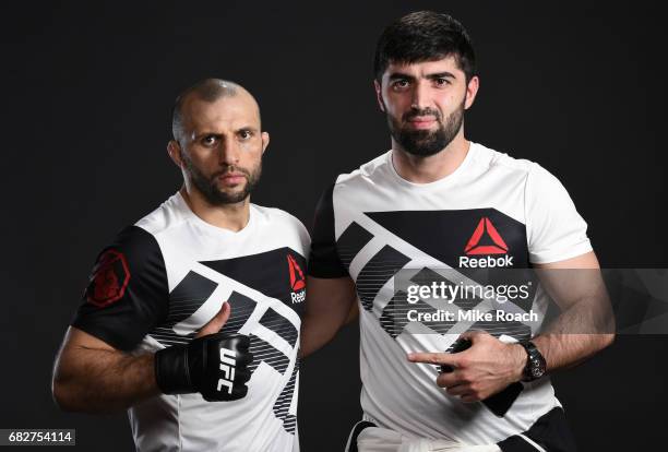 Gadzhimurad Antigulov of Russia poses for a post fight portrait backstage during the UFC 211 event at the American Airlines Center on May 13, 2017 in...