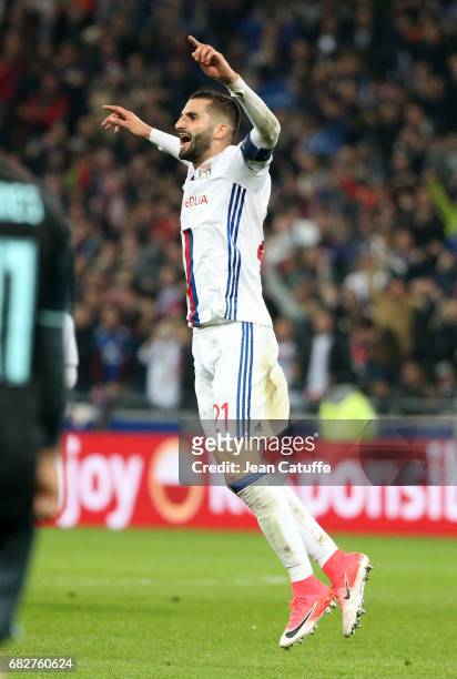 Maxime Gonalons of Lyon reacts during the UEFA Europa League, semi final second leg match between Olympique Lyonnais and Ajax Amsterdam at Parc OL on...