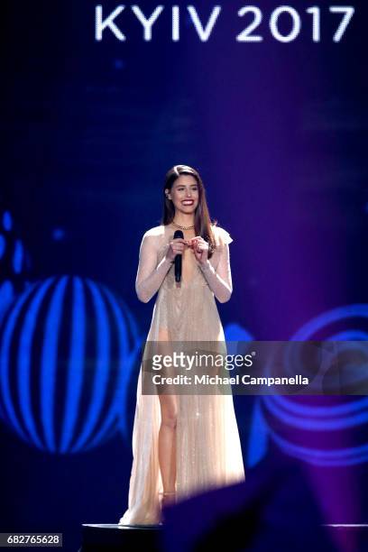 Singer Demy, representing Greece, performs the song 'This Is Love' during the final of the 62nd Eurovision Song Contest at International Exhibition...
