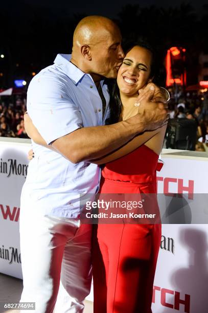 Dwayne Johnson and daughter Simone Johnson attend Paramount Pictures' World Premiere of "Baywatch" on May 13, 2017 in Miami, Florida.