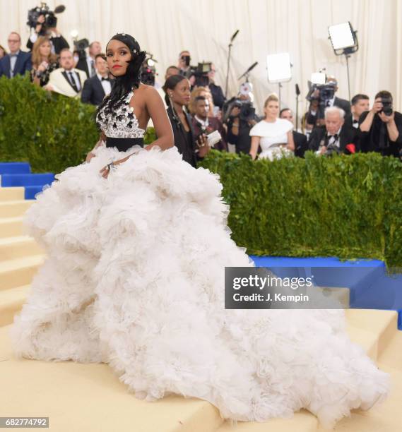 Janelle Monae attends the "Rei Kawakubo/Comme des Garcons: Art Of The In-Between" Costume Institute Gala at Metropolitan Museum of Art on May 1, 2017...