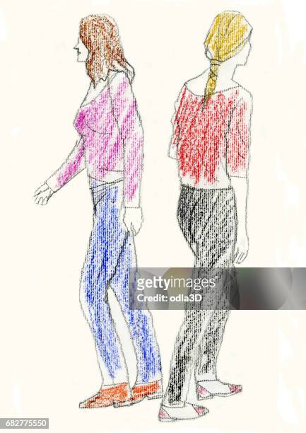 two women - blanco color stock illustrations