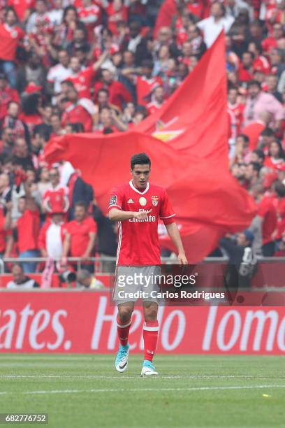 Benfica's forward Raul Jimenez from Mexico celebrate scoring Benfica second goal during the match between SL Benfica and Vitoria SC for the...