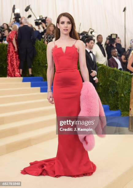 Emma Roberts attends the "Rei Kawakubo/Comme des Garcons: Art Of The In-Between" Costume Institute Gala at Metropolitan Museum of Art on May 1, 2017...