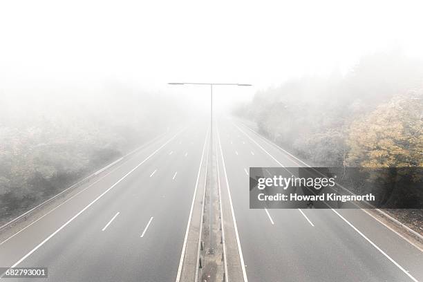 Elevated view of foggy road