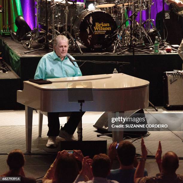 Brian Wilson, leader and co-founder of the rock band the Beach Boys, performs on the Pet Sounds: The Final Performances Tour at ACL Live on May 13,...