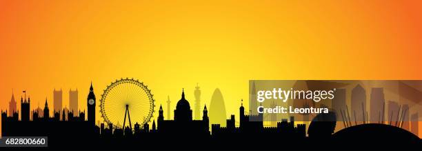 london skyline skyline (all buildings are complete and moveable) - canary wharf stock illustrations