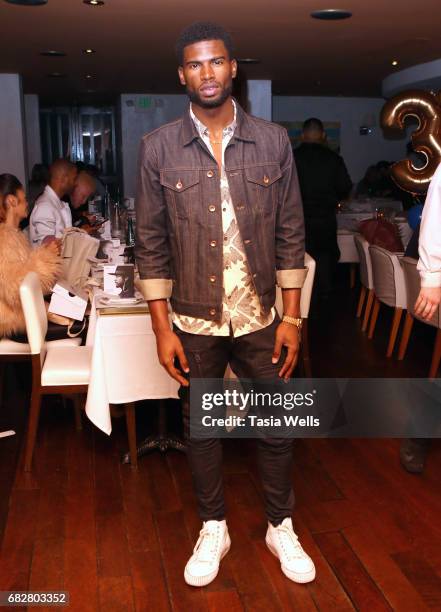 Model Broderick Hunter celebrates Shaun Ross' 26th birthday at Fig & Olive on May 13, 2017 in West Hollywood, California.