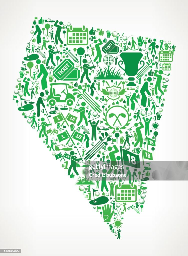 Nevada Golf and Golfing Vector Icons Background