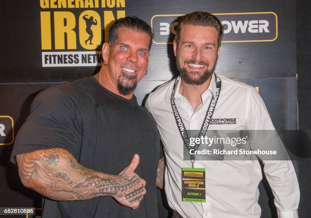 Professional bodybuilder Rich Piana with Executive producer Ollie Upton as he arrives to attend the premiere of 'Generation Iron 2' Q&A at National...