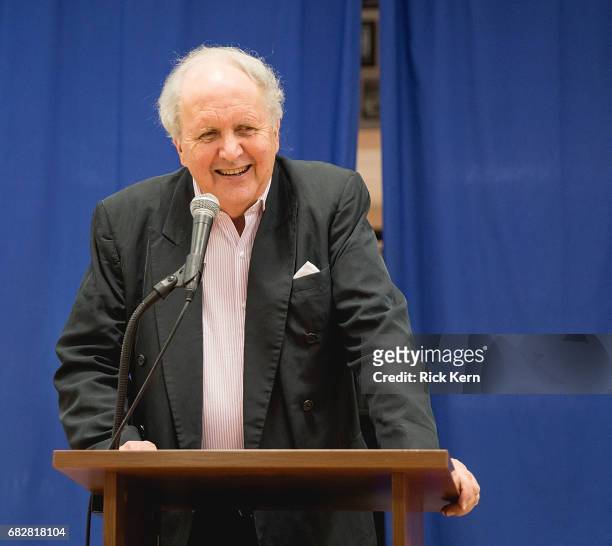 Author Alexander McCall Smith speaks during his book signing event for 'My Italian Bulldozer' at BookPeople on May 13, 2017 in Austin, Texas.
