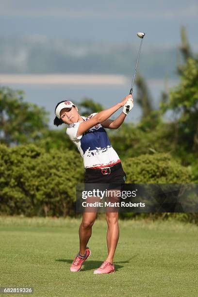 Chutichai of Thailand hits her tee shot on the 2nd hole during the final round of the Hoken-no-Madoguchi Ladies at the Fukuoka Country Club Wajiro...